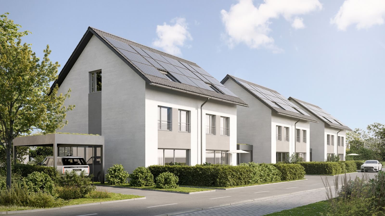 QNG-Neubauprojekt Heroldstatt — Straßenansicht